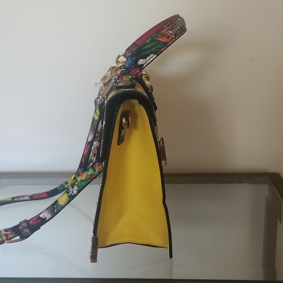 ALDO Cheetah Flower Print Leather Small Satchel OR Crossover Bag - Picture 9 of 10